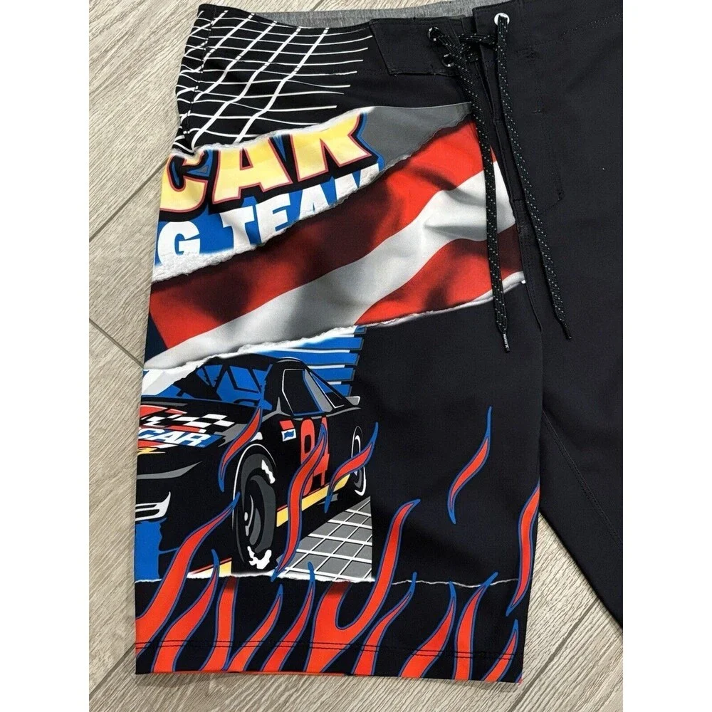 Hurley x Nascar Mens Board Shorts Phantom‎ Racetrack Swim Size 30 Black